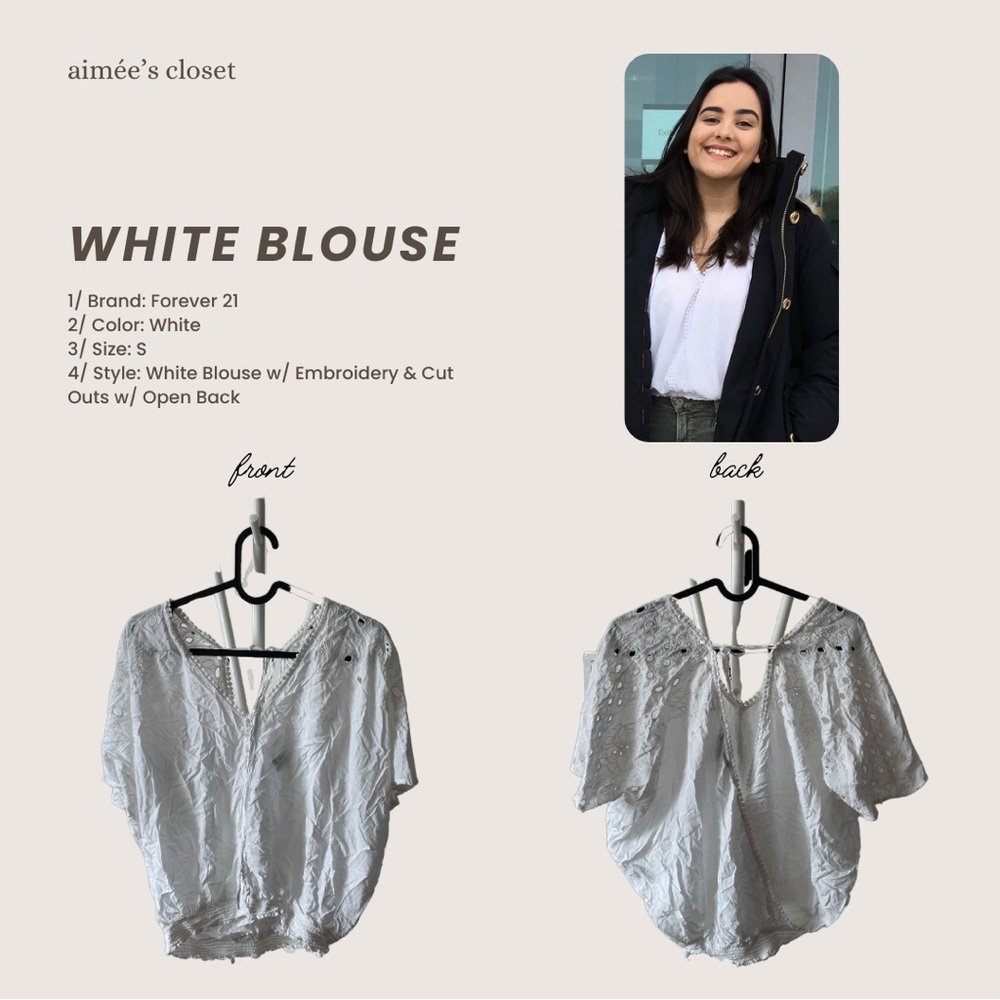 Forever 21 White Blouse with Embroidery